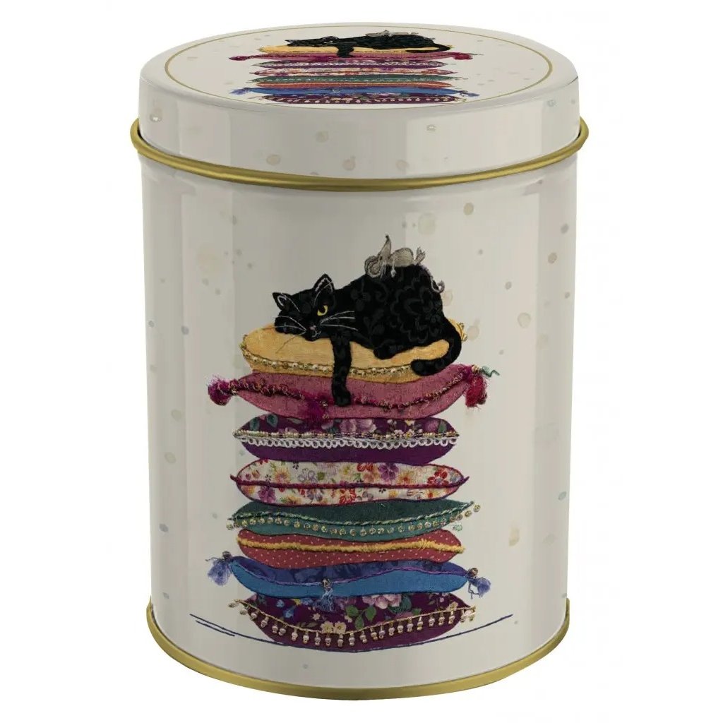 Tin Canister - Bug Art Cat on Cushions