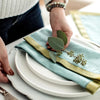 Azzura Linen Napkins in Azure & Olive - Set of 4