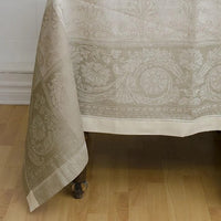 Brigitte Linen Tablecloth - Cream with Putty