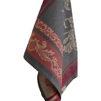 Versailles Bordered Tea Towel - Red and Charcoal