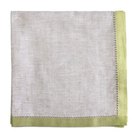 Versailles Napkins in Silver with Green Border - Set of 4