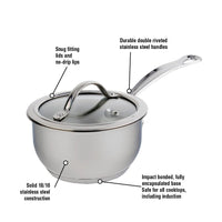 Cacerola de acero inoxidable Nouvelle de 3.2 L con tapa de vidrio templado