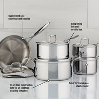 SuperSteel Tri-Ply Clad Stainless Steel 10-Piece Set