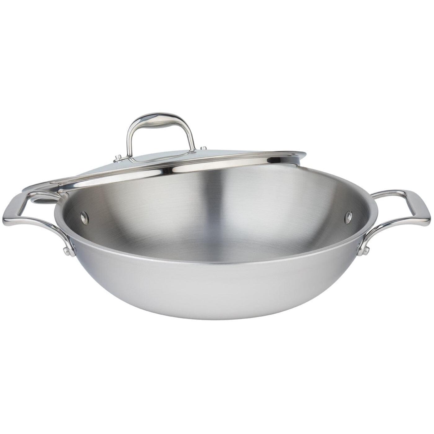 SuperSteel Tri-Ply Clad Stainless Steel 32cm Wok with cover