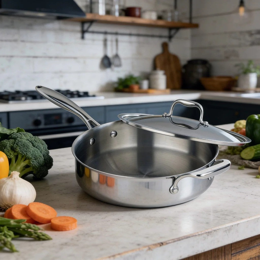 Sartén de 4.2 L de acero inoxidable Tri-Ply Clad SuperSteel con tapa