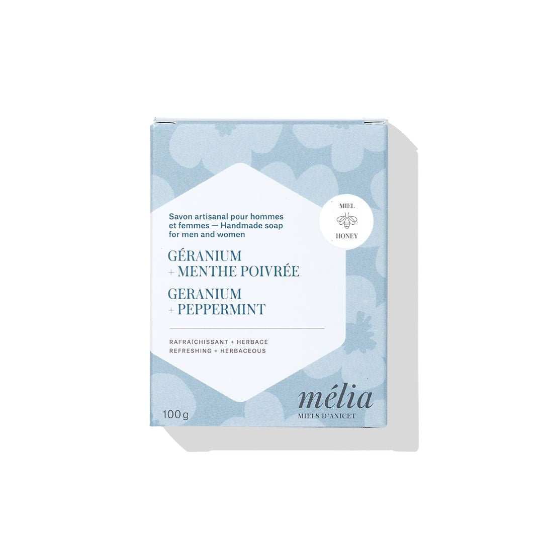 Melia Artisanal Soap - Geranium & Peppermint 100g