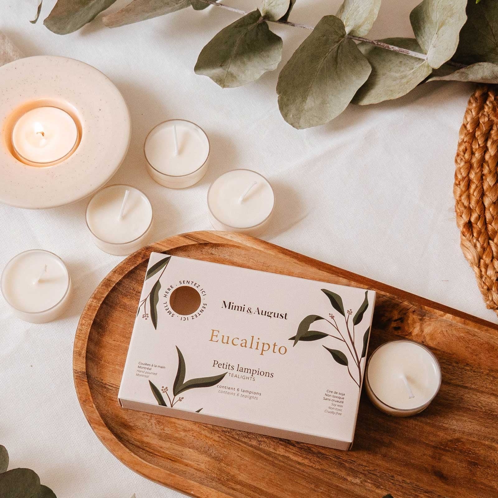 Juego de velas de té Eucalipto