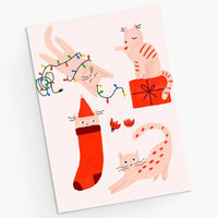 Gatitos Alegres - Tarjeta de Felicitación Navideña