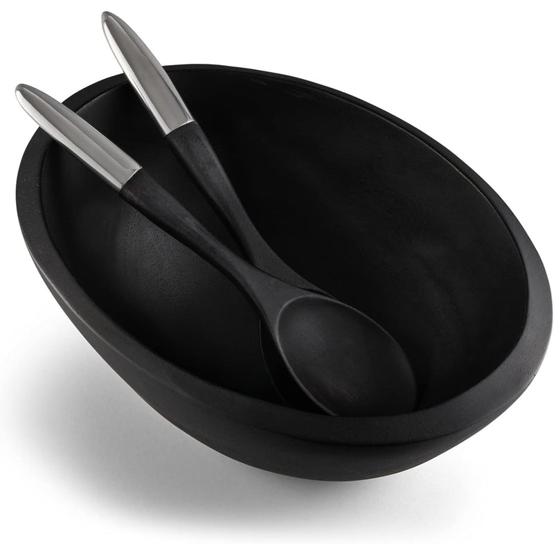 Noir Salad Bowl with Servers