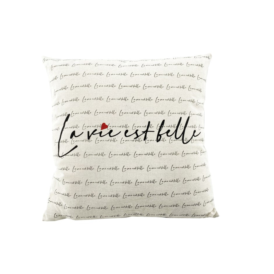Cushion La Vie est Belle – Home Décor cadeau Montréal Villeray Papille Urbaine