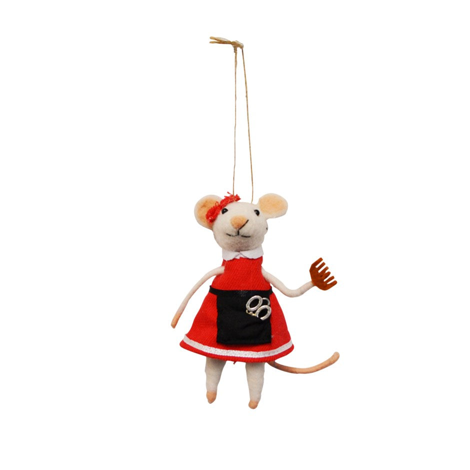 Felt Mouse Ornament Hairdresser – Holiday Décor gift Montreal Villeray Urban Palate