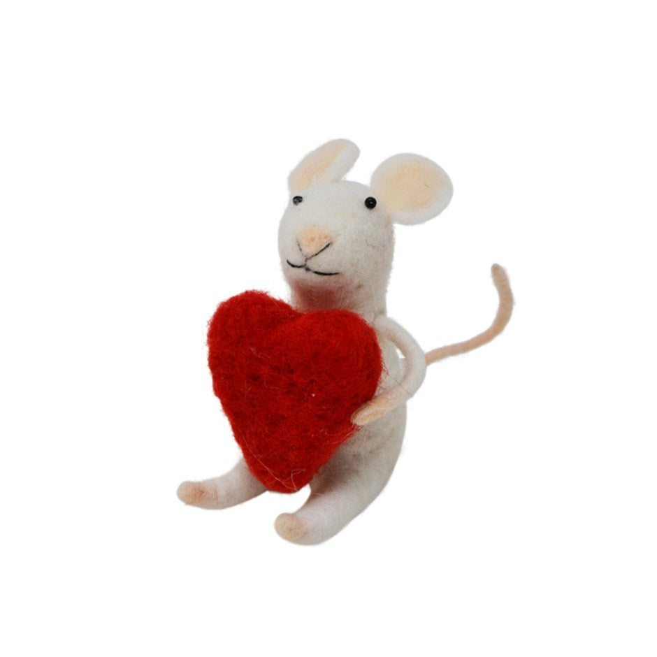 Felt Mouse Ornament Heart – Holiday Décor gift Montreal Villeray Urban Palate