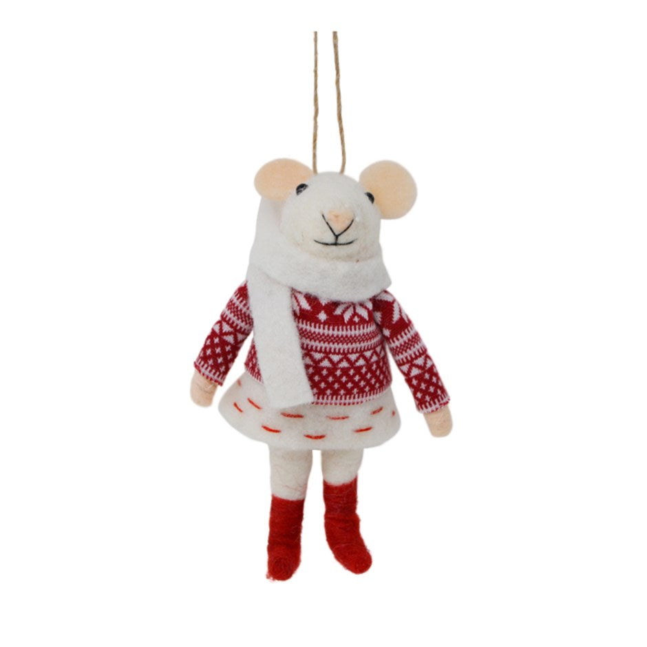 Felt Mouse Ornament Christmas Dress – Holiday Décor gift Montreal Villeray Urban Palate