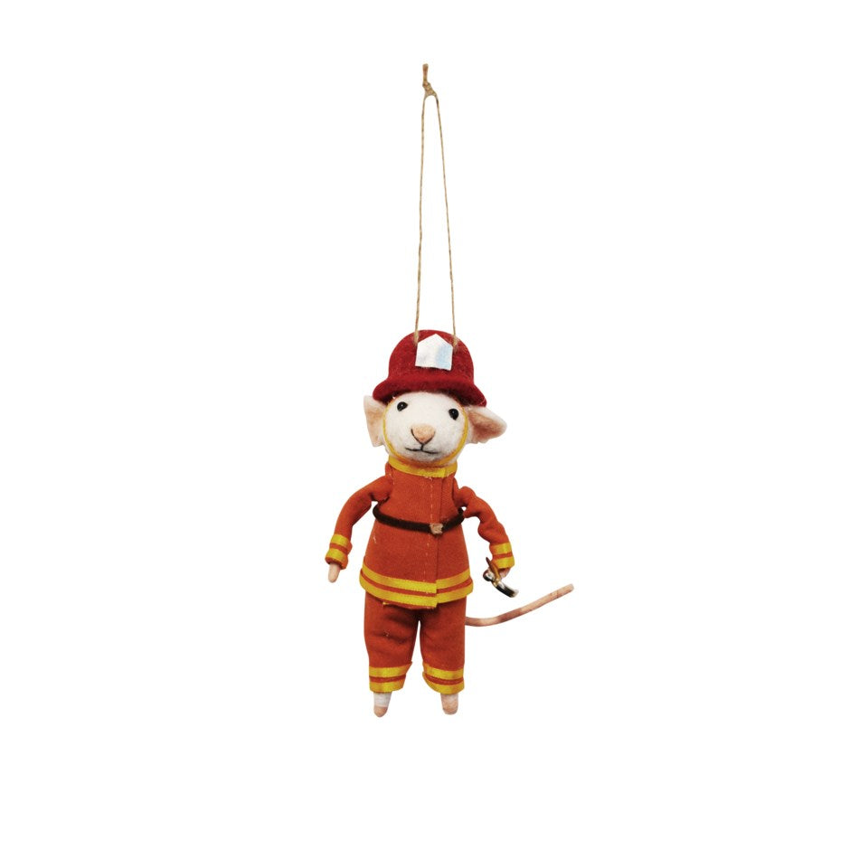Felt Mouse Ornament Fireman – Holiday Décor gift Montreal Villeray Urban Palate