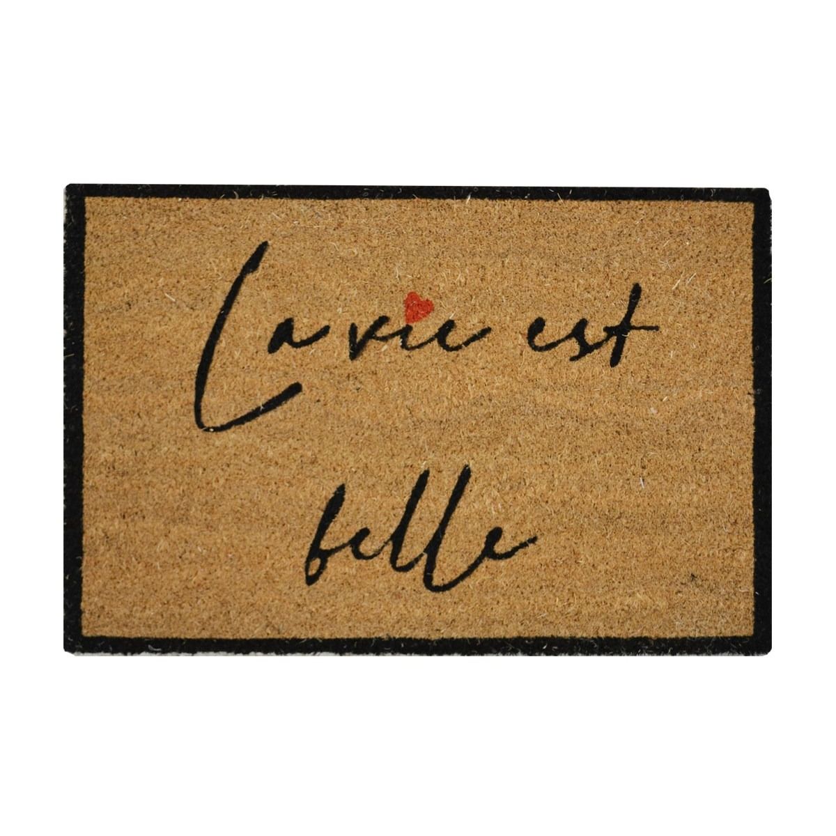Straw doormat La Vie Est Belle – Home Décor cadeau Montréal Villeray Papille Urbaine