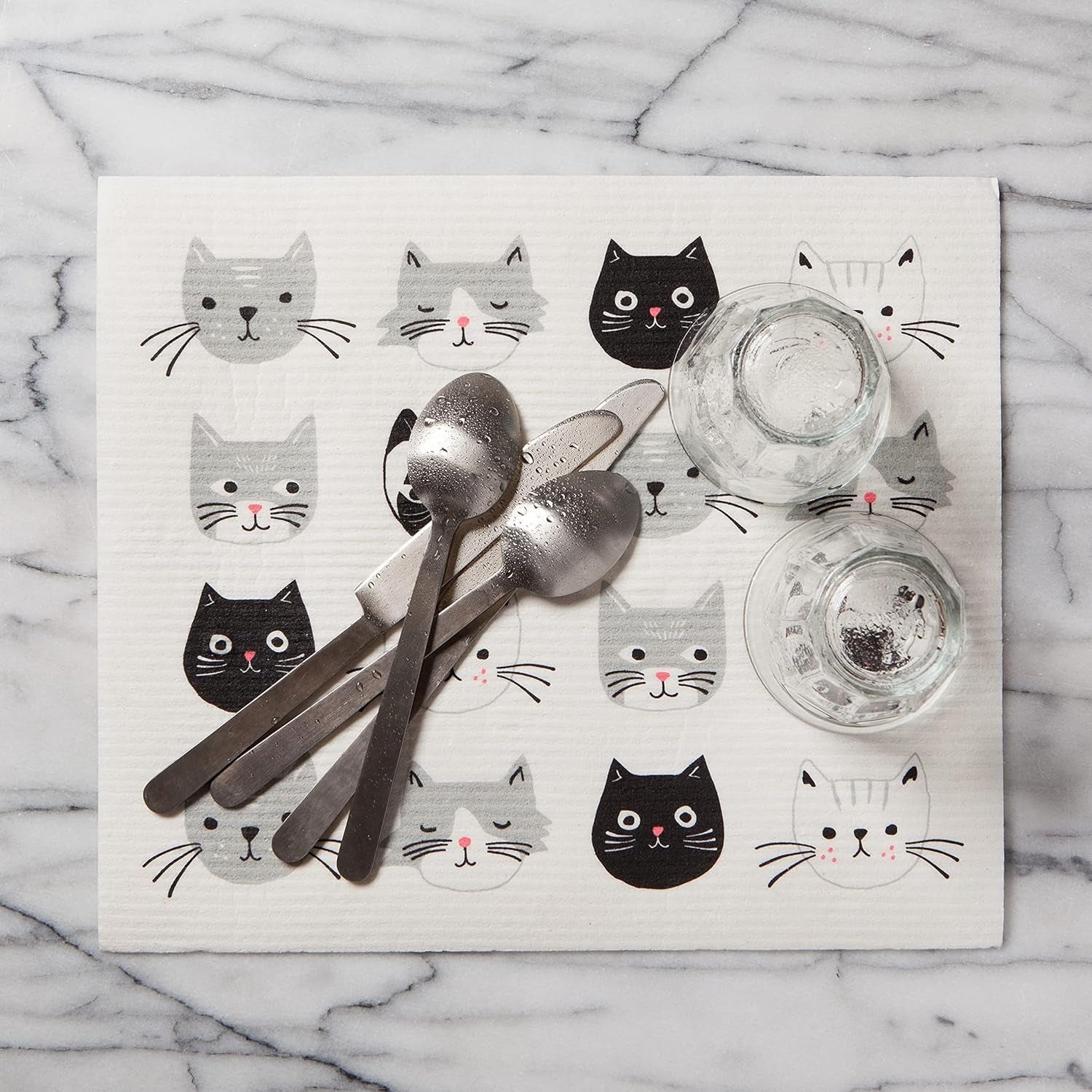 Swedish Drying Mat Cats Meow 12 x 14 inches