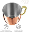 Set of 2 Moscow Mule Mugs with Hammered Finish 18oz