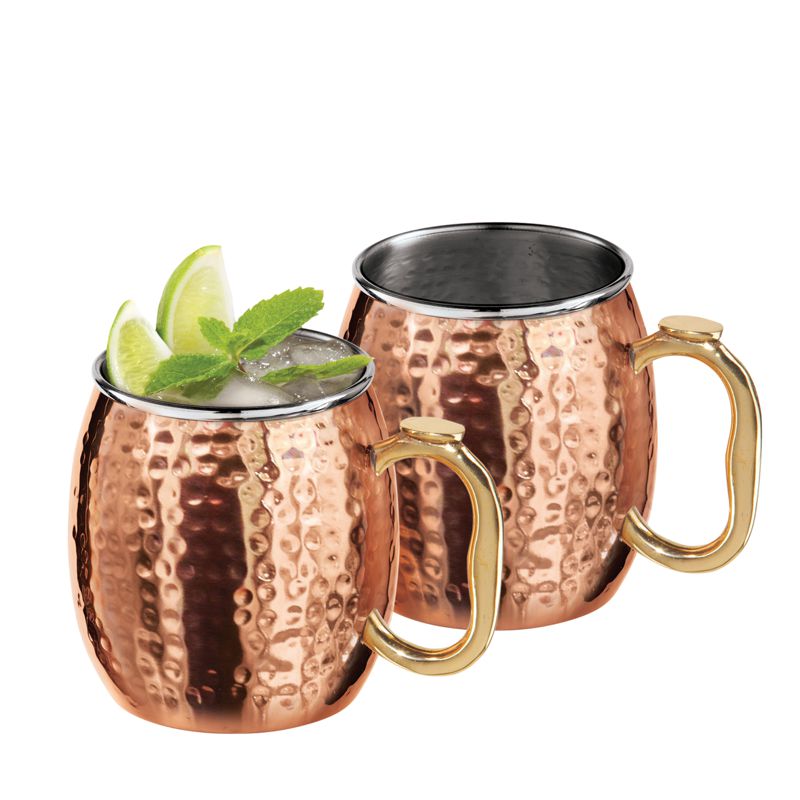 Set of 2 Moscow Mule Mugs with Hammered Finish 18oz