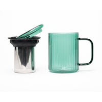 Tasse en verre opale avec infuseur - Turquoise foncé