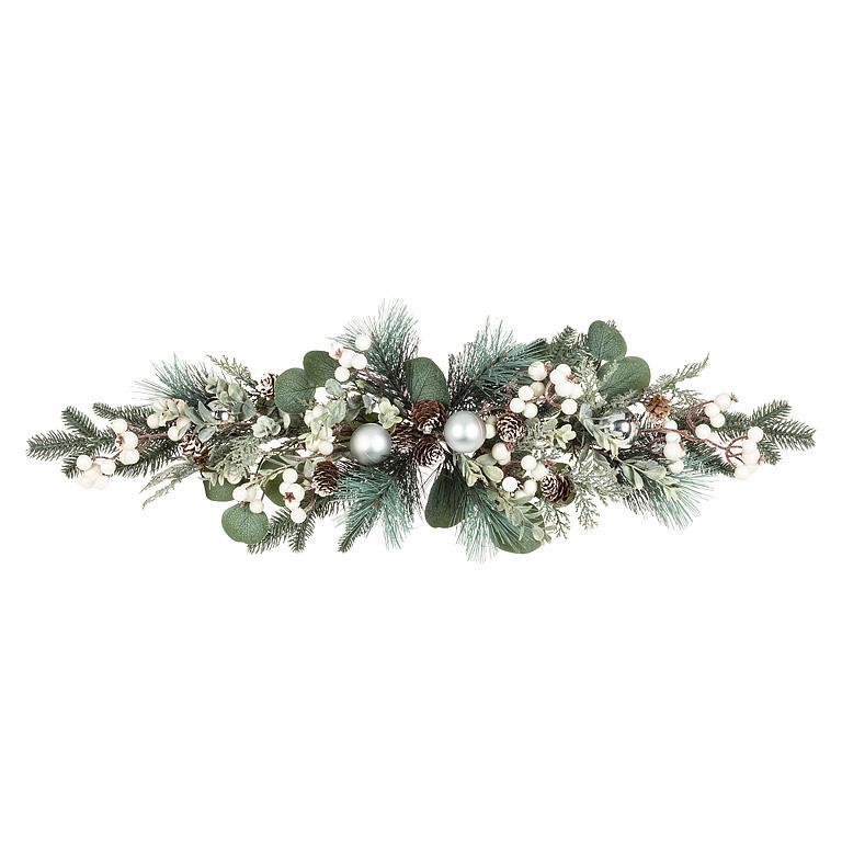 Pine, Eucalyptus, and White Berries Decorative Holiday Swag