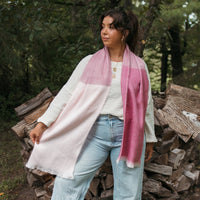 Bufanda de alpaca sin costuras a cuadros - Sorbete