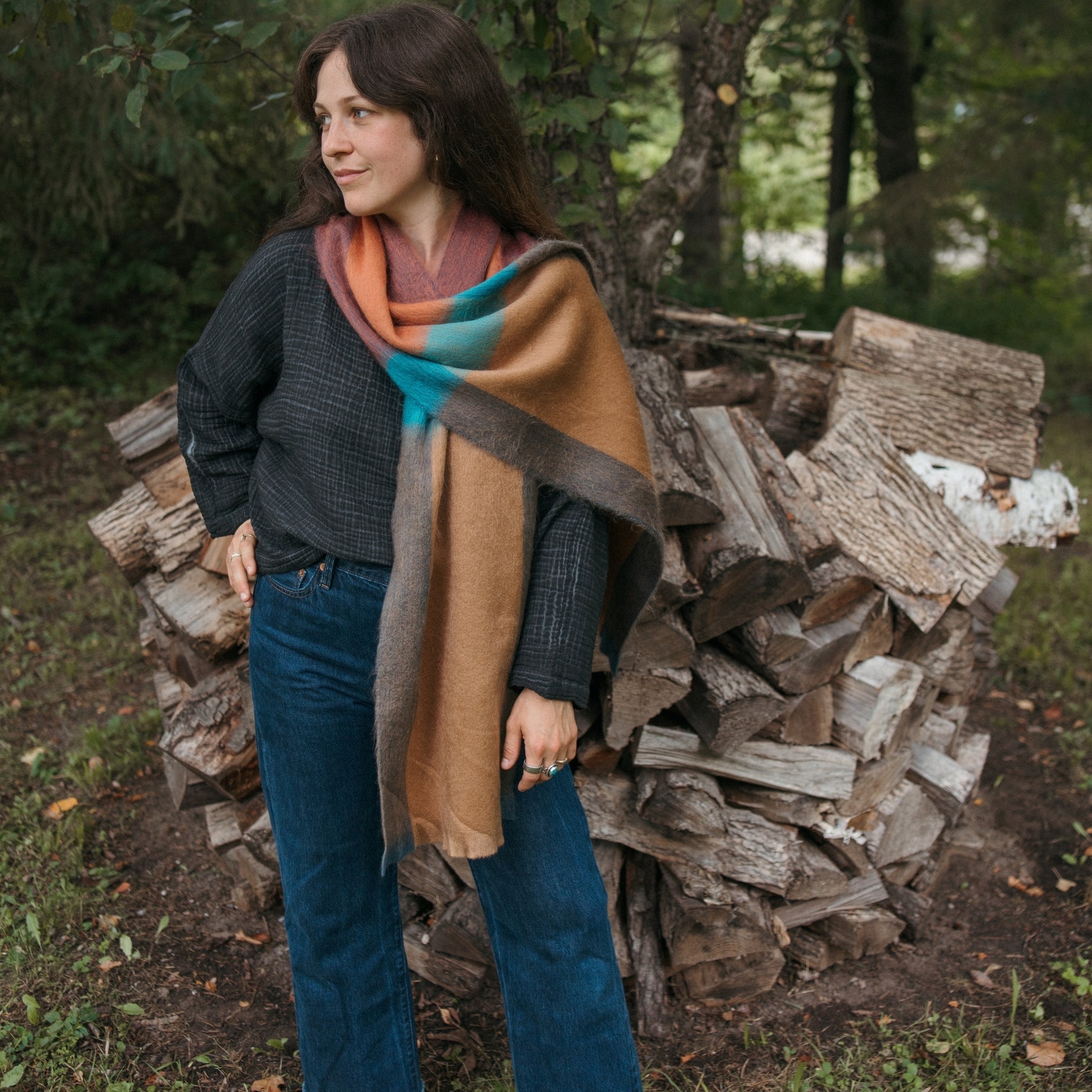 Alpaca Seamless Multi Stripe Scarf - Aspen