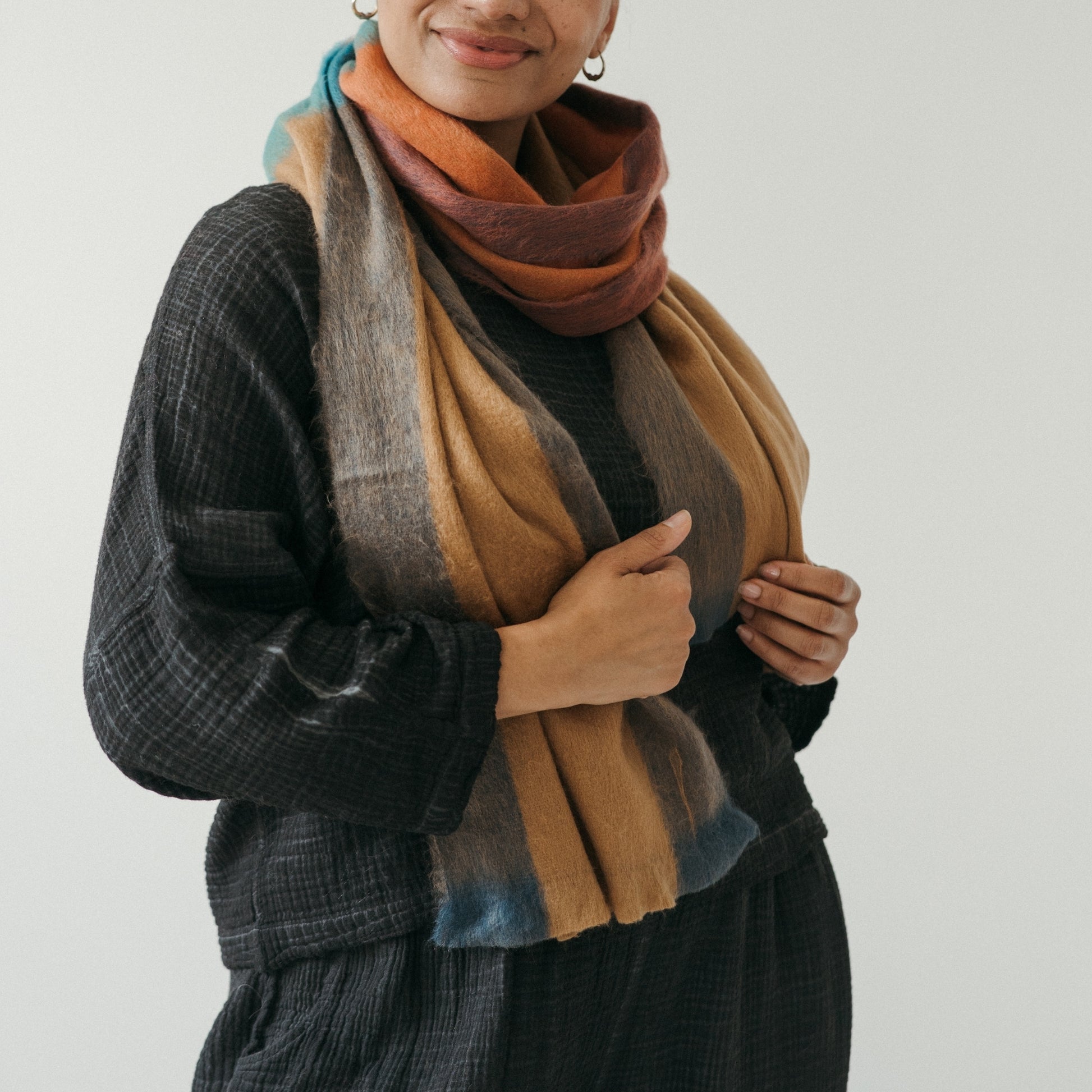 Alpaca Seamless Multi Stripe Scarf - Aspen