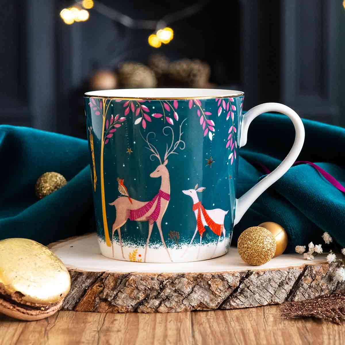 Taza de ciervo y petirrojo de Sara Miller Woodland Tales