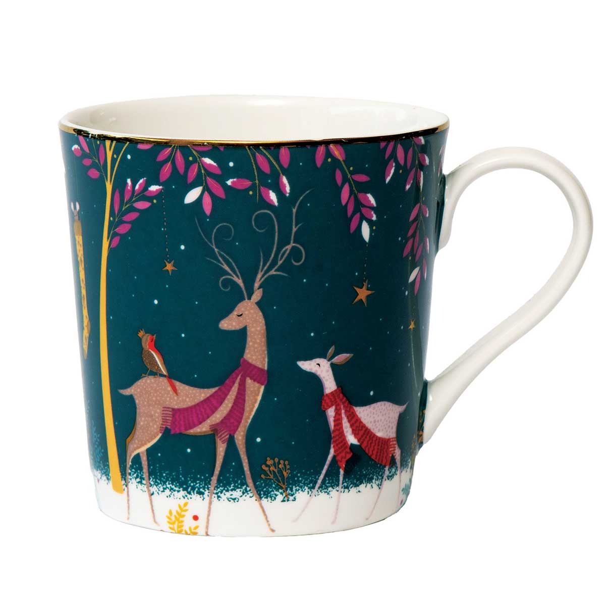 Taza de ciervo y petirrojo de Sara Miller Woodland Tales