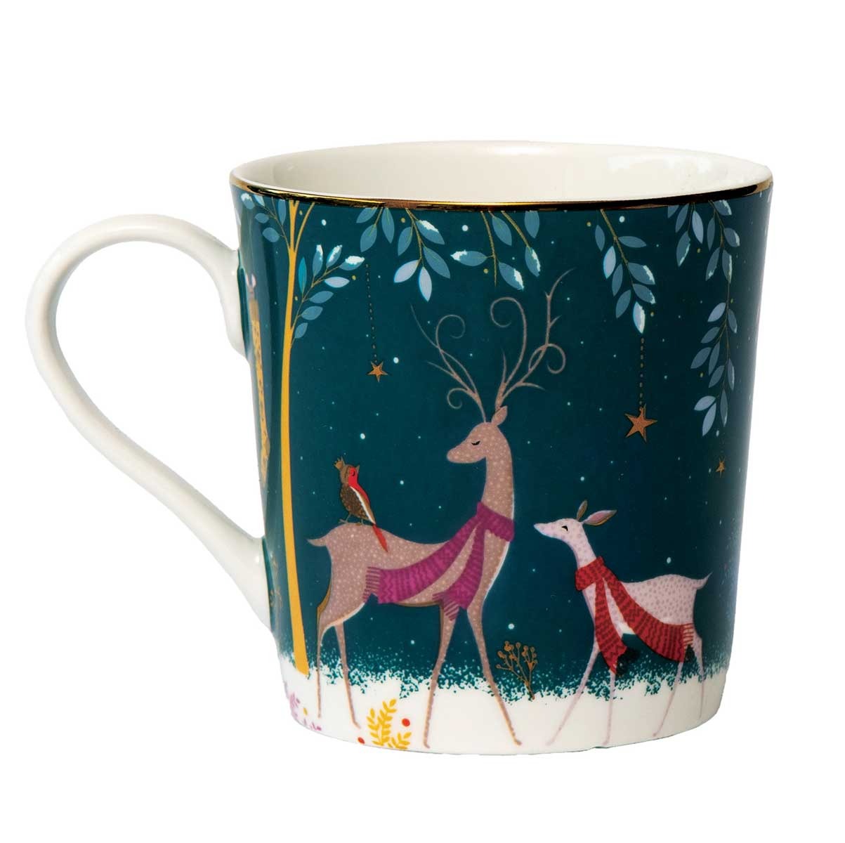 Taza de ciervo y petirrojo de Sara Miller Woodland Tales