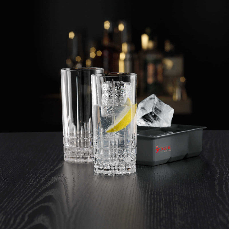 Set of 2 Long Drink Glasses & Giant Ice Cube Mold