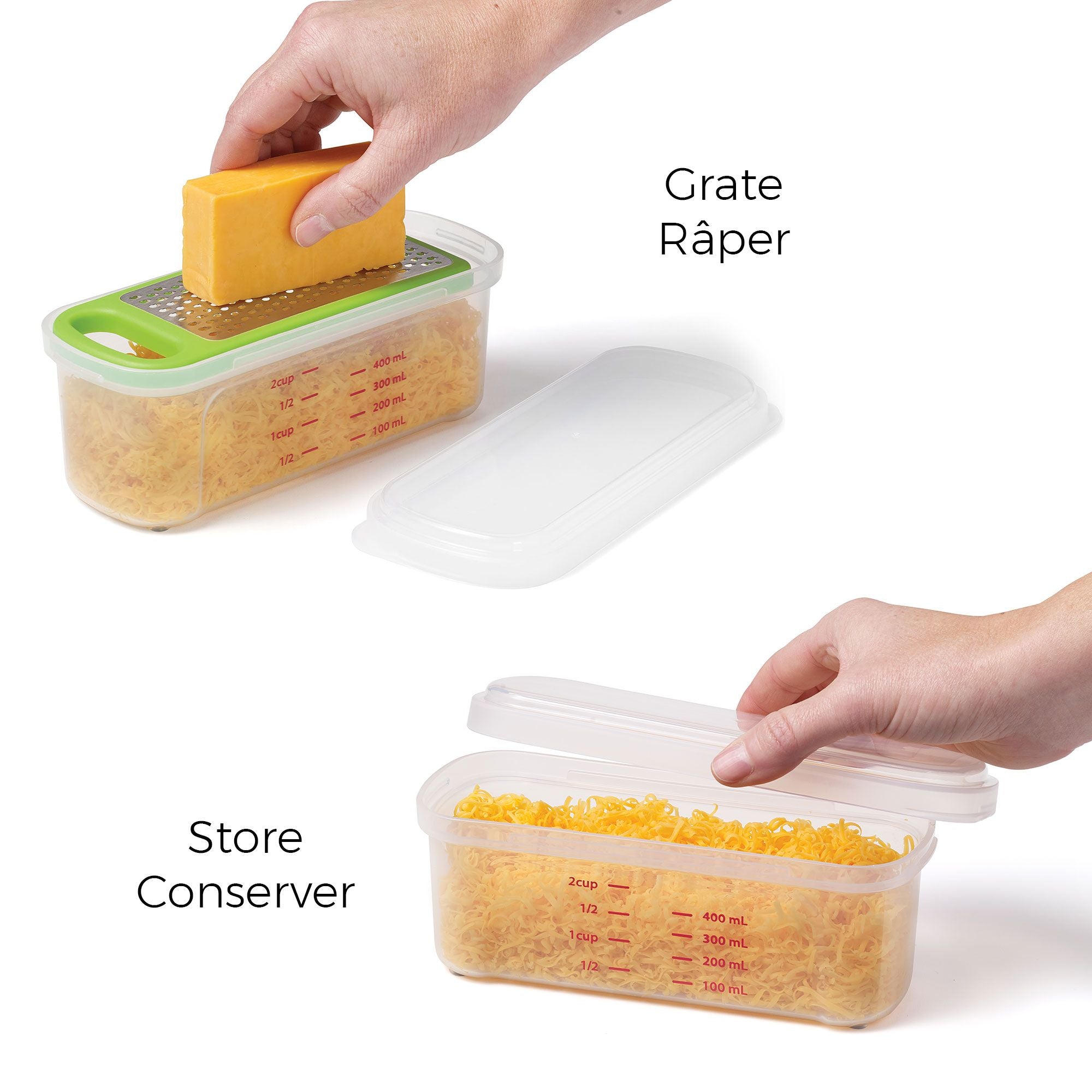 Gourmet Grate and Store Set - 3 Blades & Container