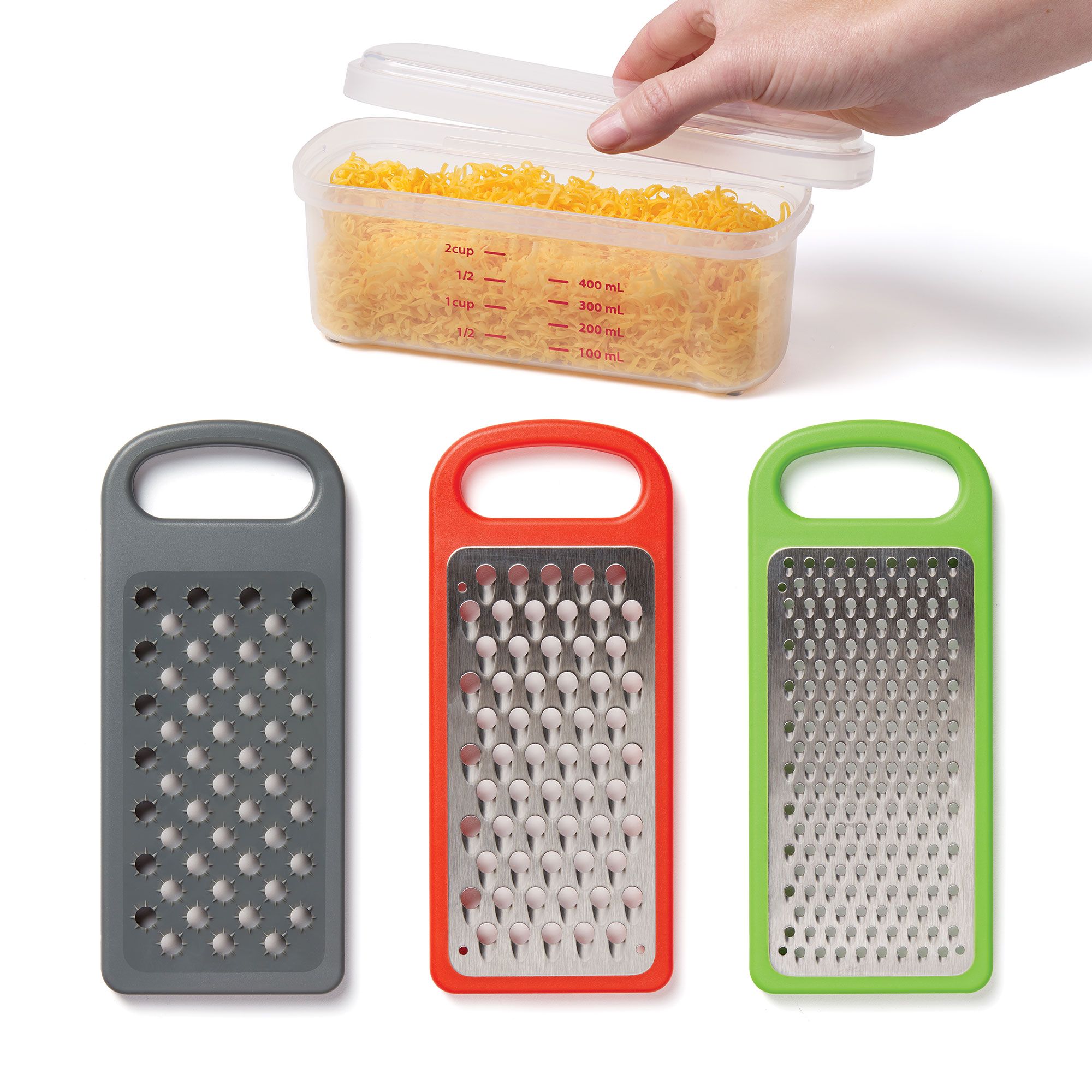 Gourmet Grate and Store Set - 3 Blades & Container