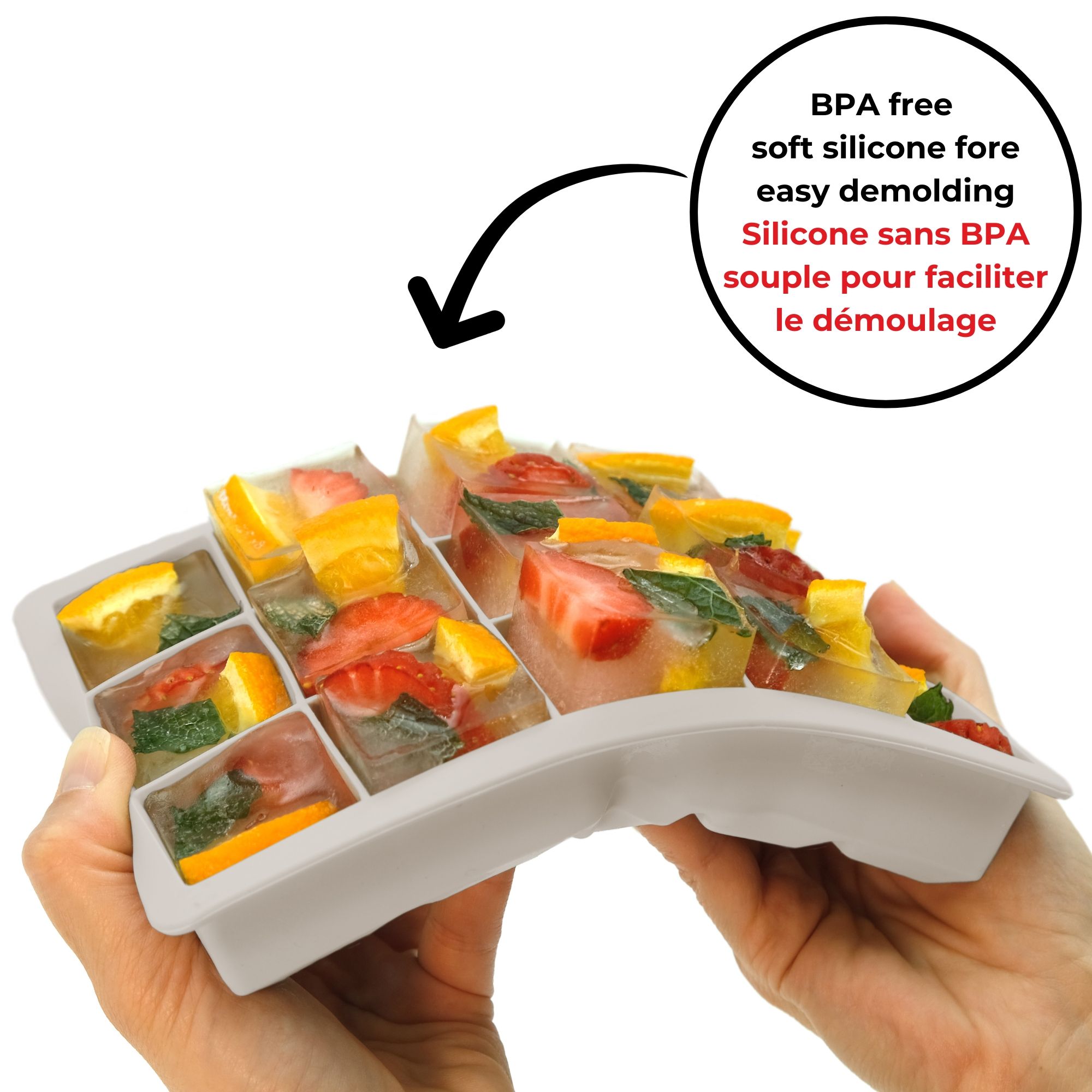 Silicone Ice Cube Tray - 15 Cubes - Grey