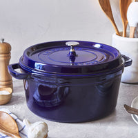 Cocotte ronde en fonte bleu foncé - 24 cm / 3,7 L