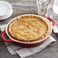 Plato redondo para tarta de cerámica color rojo cereza de 24 cm