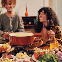 Lugano Cherry Red Cast Iron Cheese Fondue Set