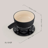 Lugano Matte Black Cast Iron Cheese Fondue Set