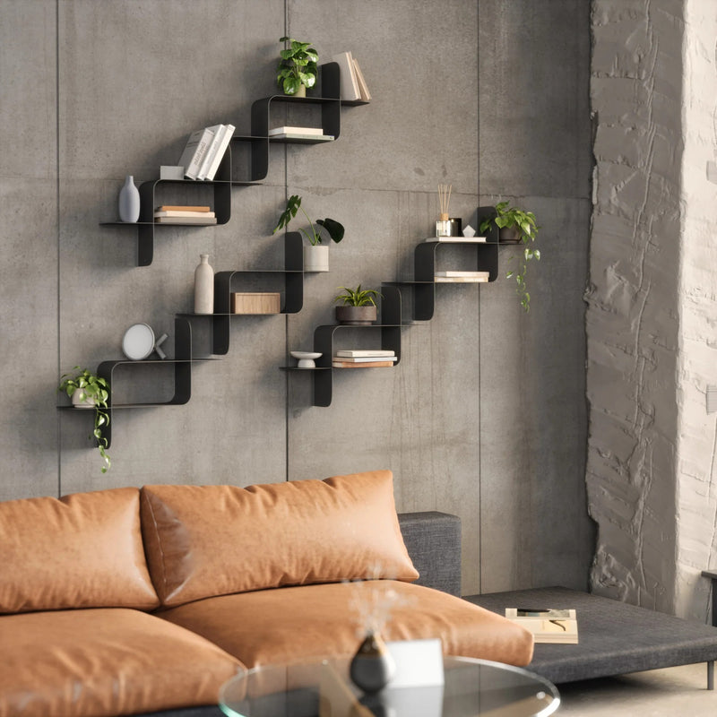 Montage Metal Wall Shelves Set of 2 - Black