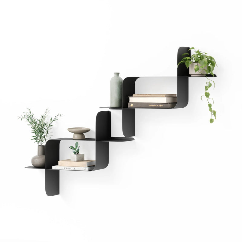 Montage Metal Wall Shelves Set of 2 - Black