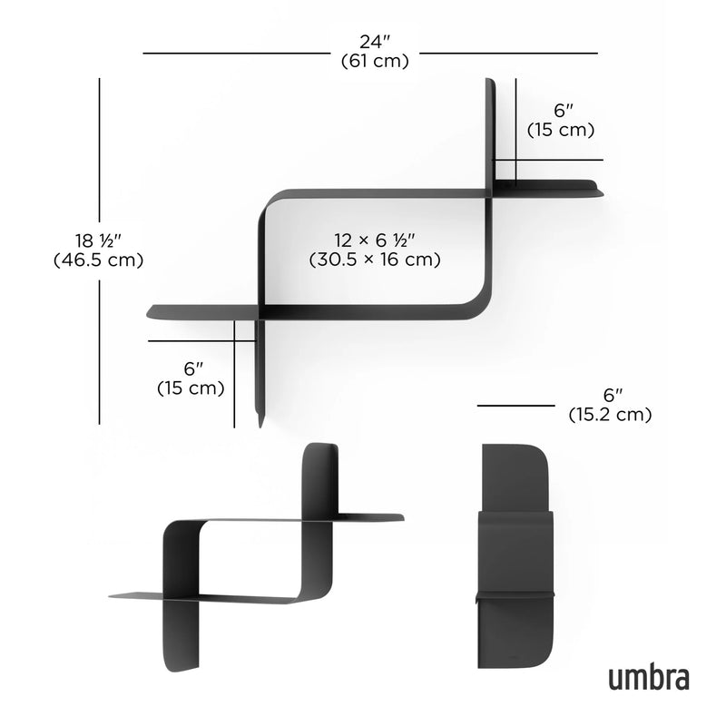 Montage Metal Wall Shelves Set of 2 - Black