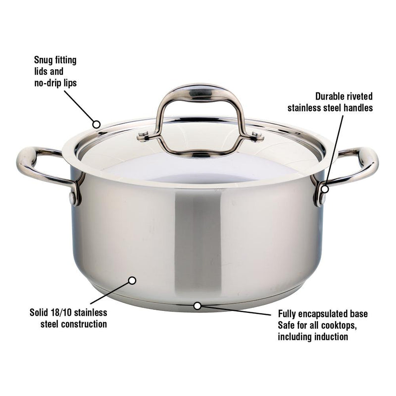Meyer Accolade Stainless Steel 5L Dutch Oven with cover, Made in Canada