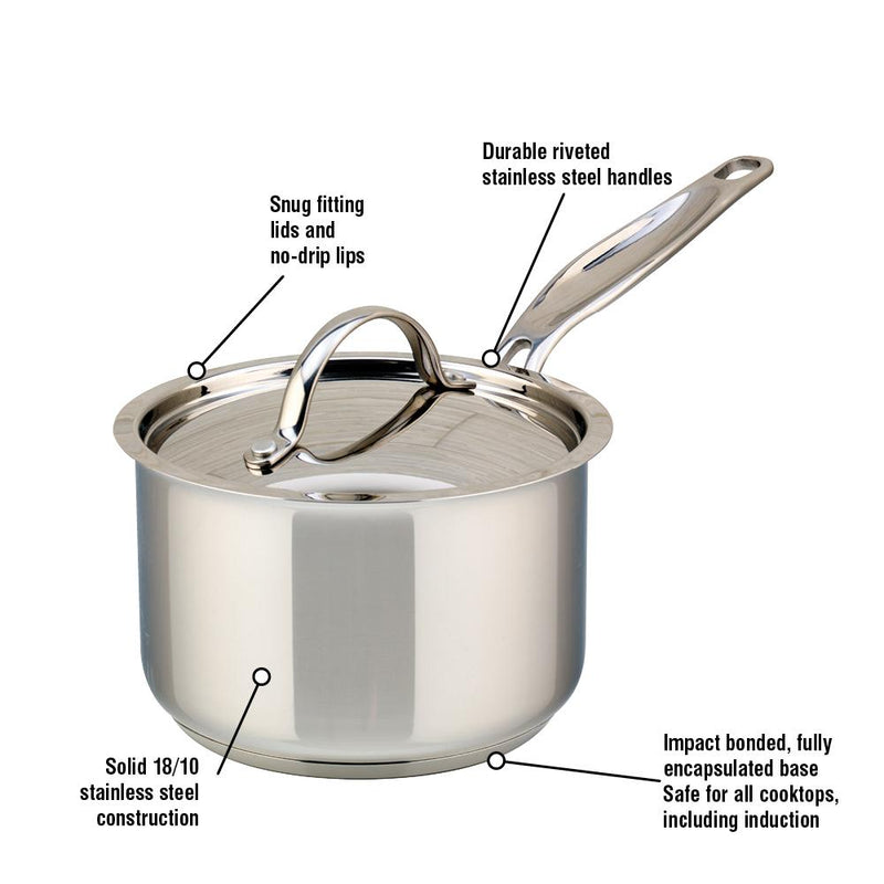 Meyer Confederation Stainless Steel 1.5L Saucepan with cover, Made in Canada