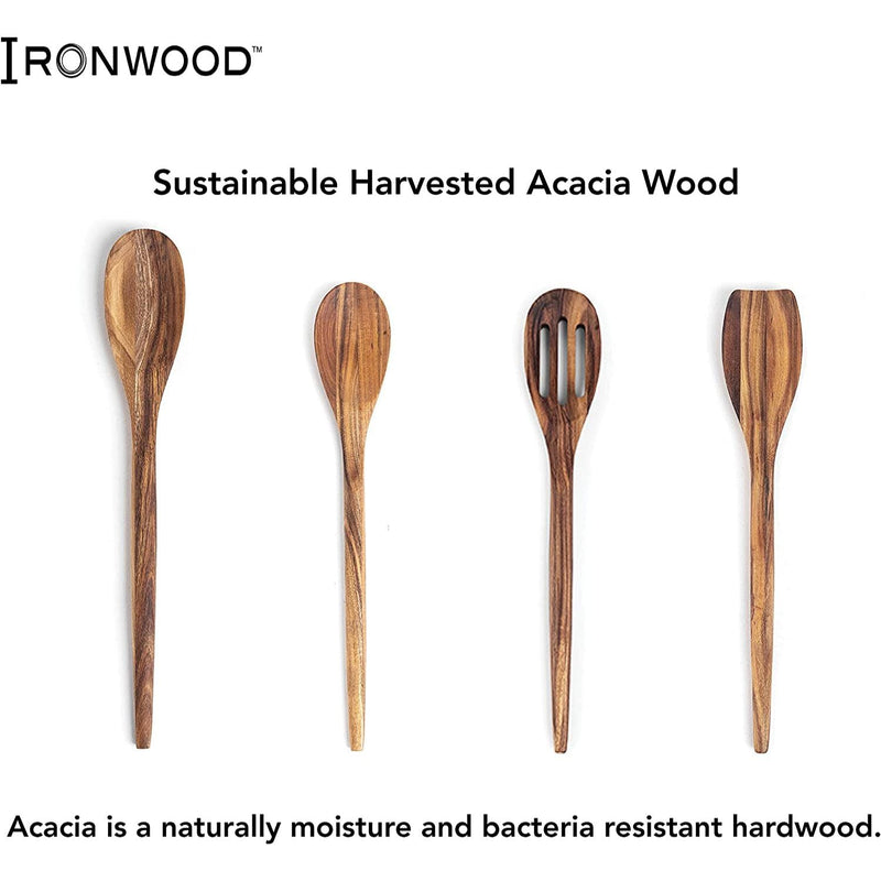 Acacia Wooden Slotted Spoon 12"