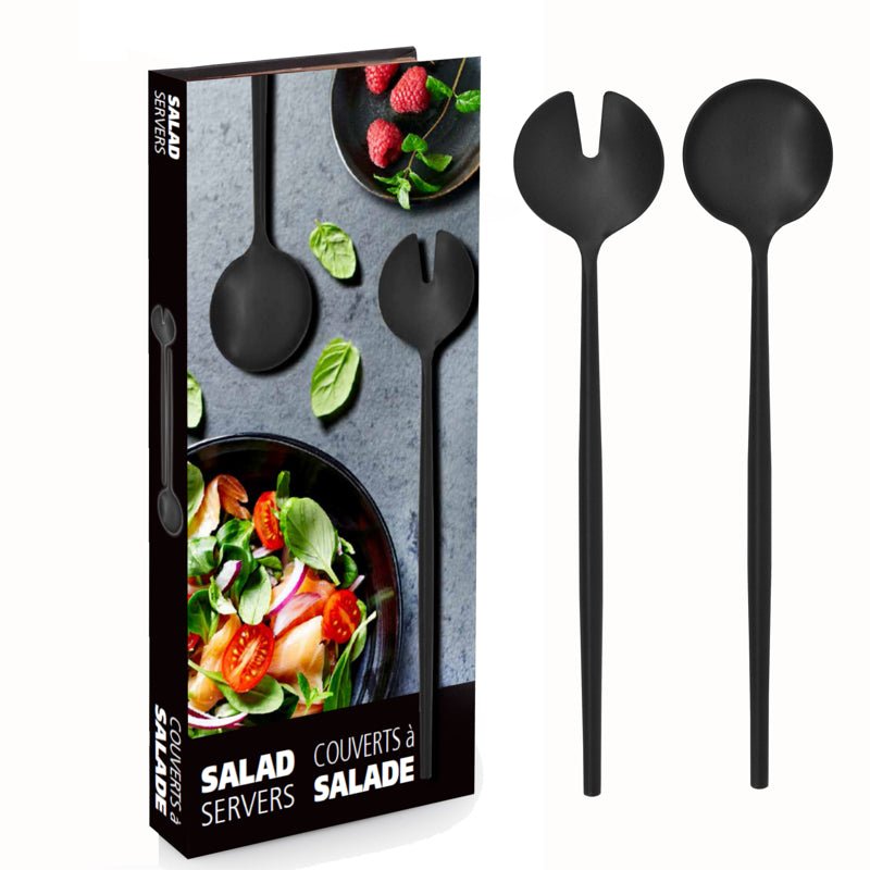 Salad Servers Set - Black Stainless Steel