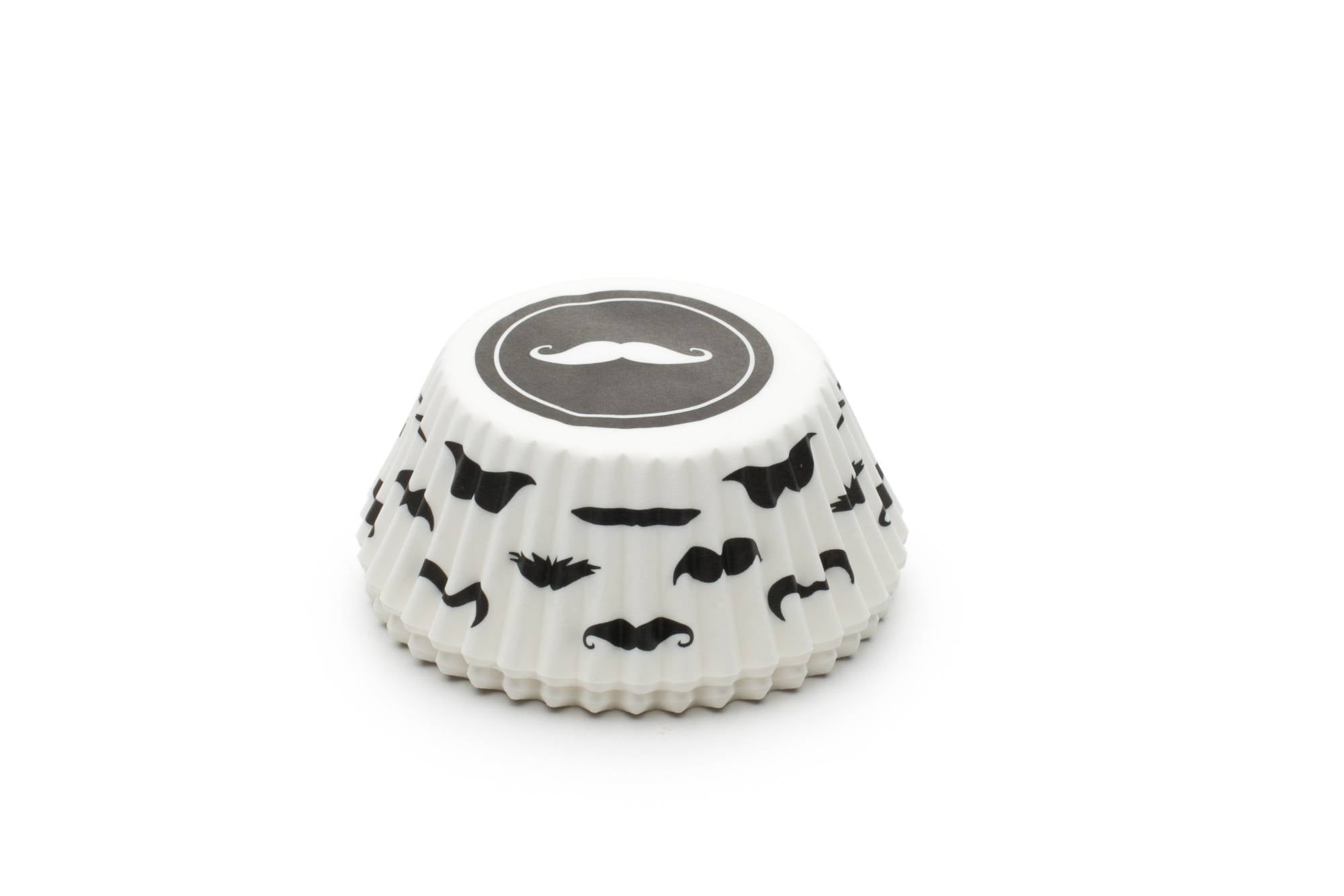 White Mustache Bake Cups - Pack of 50