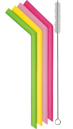 Multicolor Silicone Smoothie Straws (Set of 4)