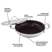 Meyer Confederation Stainless Steel 28cm/11" Everyday Pan Non Stick Skillet with cover, Made in Canada