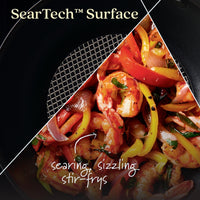 SearTech Aluminum Nonstick Cookware Stir Fry Wok with Lid, 10-inch, Super Dark Gray
